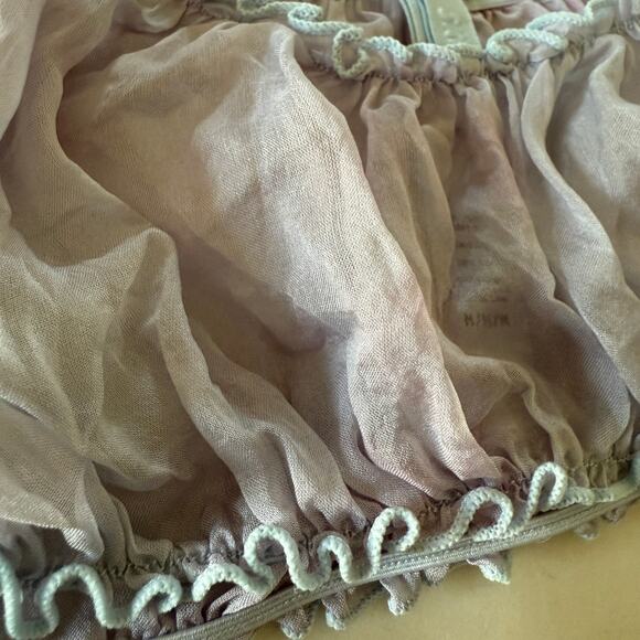 SKIMS | Romance Silk chiffon Gathered Crop Top Blue and Pink Medium - Picture 2 of 4